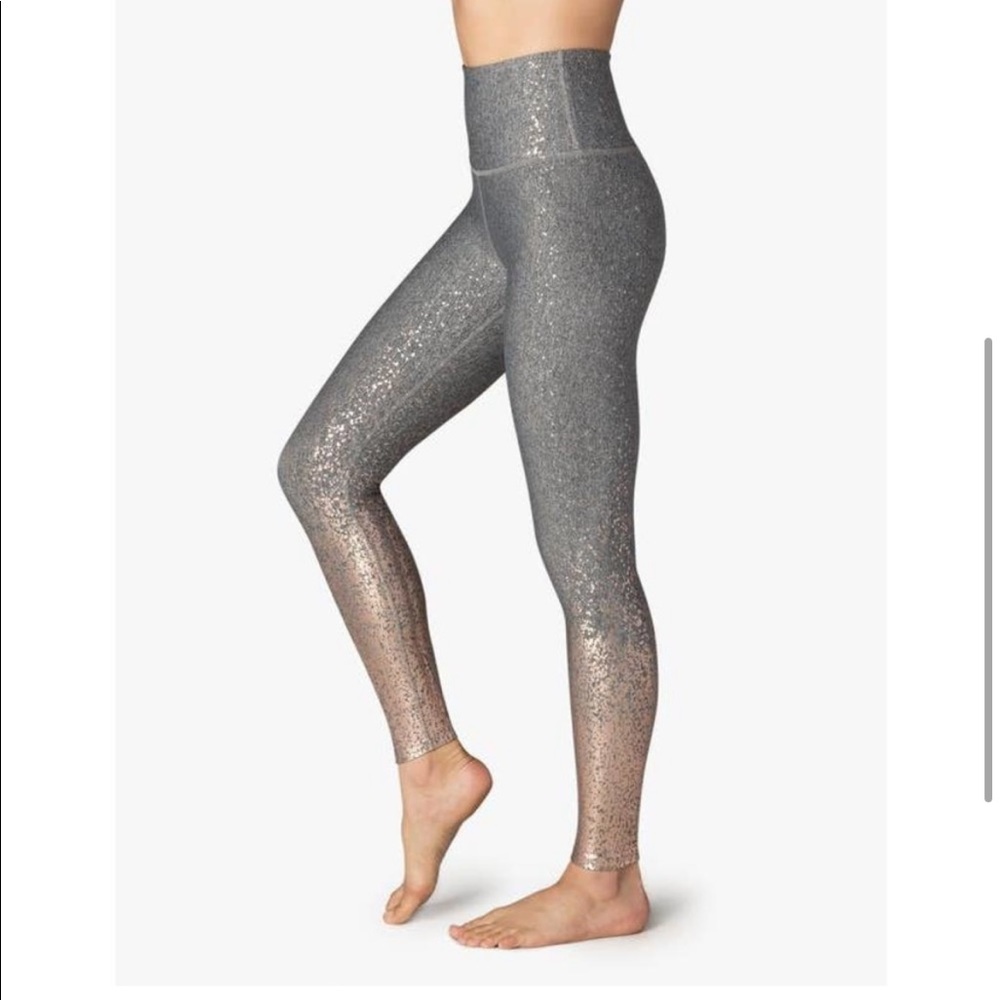 NWOT Beyond Yoga Alloy Ombre Shine On Speckle High Waisted Midi Leggings Small